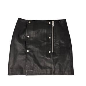 ALLSAINTS Womens Mini Skirt Size 4 Black Lamb Leather‎ Coquette Going Out Baddie
